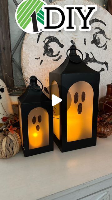 Ghost Lanterns Diy, Lantern Decor Diy, Ghost Lantern, Halloween Lanterns Diy, Shannon Hale, Lantern Ghost, Mini Ghost, Lantern Diy, Tree Lanterns