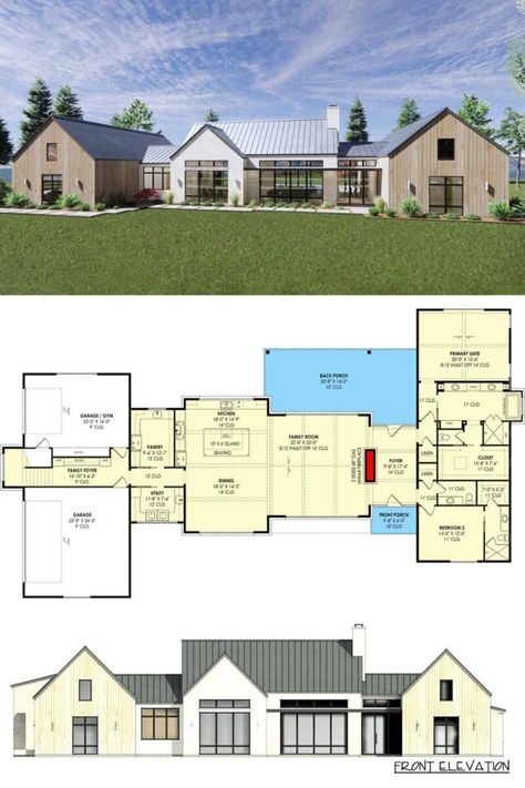 Open Concept Design, Country Floor Plans, Modern Ranch House, Metal Roofs, Floor Plans Ranch, Hill Country Homes, Modern Ranch, Family House Plans, Ranch House Plans