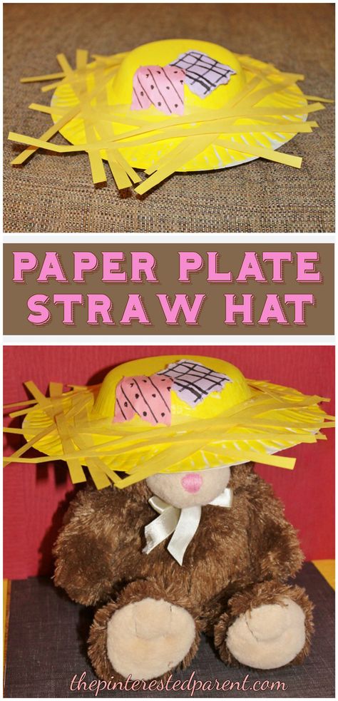 Paper Plate Scarecrow Straw Hat - adorable fall kid's craft Paper Plate Scarecrow, Farmer Craft, Straw Hat Crafts, Hat Quotes, Scarecrow Hat, Farm Animal Crafts, Scarecrow Crafts, Farm Preschool, Farm Activities