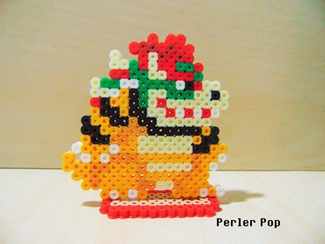 Super Mario Maker Bowser Perler by Perler-Pop Bowser Perler Beads, Bowser Perler Bead Patterns, Perler Bead Bowser, Bowser Perler, 3d Perler Bead Patterns Mario, Perler Beads Mario Kart, Bowser Jr Perler Beads, Mario Ideas, Mario Climbing Perler