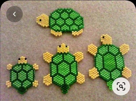 Beaded Turtle, Craft Cafe, Turtle Crafts, Beaded Banners, Hama Beads Design, Motifs Perler, Turtle Pattern, Brick Stitch Earrings, Brick Stitch Pattern