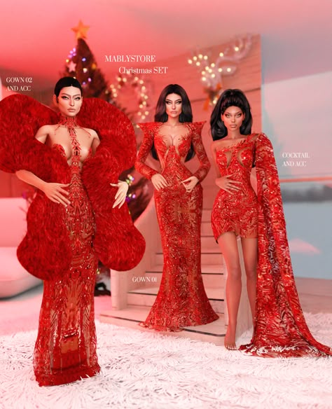 REPOST ( CHRISTMAS SET) | Patreon Blender Fashion, Christmas Cocktail Dress, Christmas Cocktail Dresses, Coktail Dress, Matching Christmas Outfits, Pelo Sims, Sims 4 Game Mods, Sims 4 Expansions, Christmas Cocktail