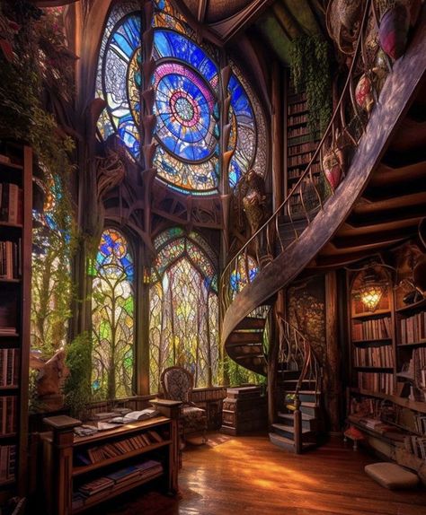 Mystical Castle, Castle Windows, Library Vibes, Witchy Cottage, Magical Library, Casa Hobbit, Architecture Renovation, Magical House, Fantasy Rooms