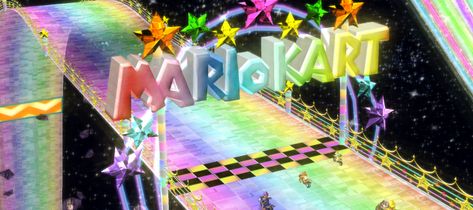 Rainbow Road Mario Kart Wallpaper, Mario Kart Wii Aesthetic, Mario Cart Aesthetics, Rainbow Road Mario Kart Aesthetic, Rainbow Road Aesthetic, Rainbow Road Wallpaper, Mario Rainbow Road, Mario Kart Aesthetic, Mario Kart Rainbow Road