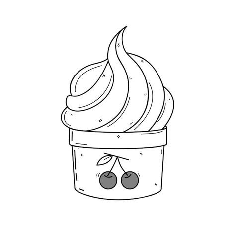 Hand drawn ice cream doodle | Premium Vector #Freepik #vector #cone #frozen-ice #ice-cold #frozen-foods Frozen Yogurt Drawing, How To Draw Whipped Cream, Ice Cream Doodle, Draw Ice Cream, Social Media Icons Vector, Fro Yo, Frozen Ice, Frozen Foods, Soft Serve Ice Cream