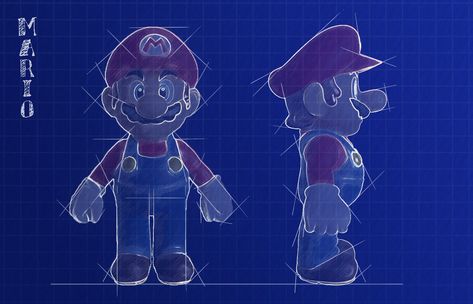 Super Mario Blueprint sketch by Bonewire Mario Illustration, Character Blueprint, Mario Action Figures, Mario Wallpaper, Character Turnaround, Robot Cartoon, Character Design Cartoon, Blueprint Art, Cartoon Face