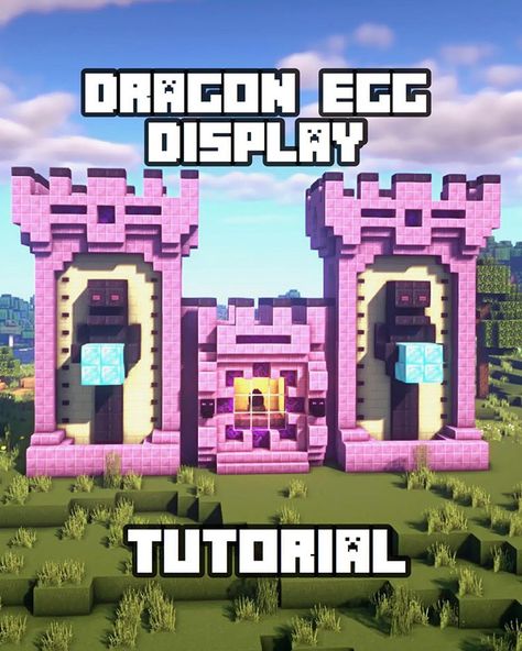 Dragon Egg Build Minecraft, Dragon Egg Minecraft Ideas, Dragon Egg Display Minecraft, Minecraft Dragon Egg Display, 3d Pyssla, Minecraft Dragon, Hand Card, Minecraft Statues, Egg Display