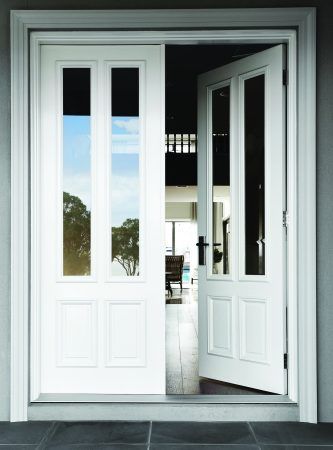 Enviro-seal frame - Corinthian Doors Hamptons Style Front Door, Hamptons Front Door, Hamptons Entry, Hamptons House Exterior, Retro Beach House, Lounge Room Styling, Double Door Entrance, Front Door Styles, Interior Exterior Doors