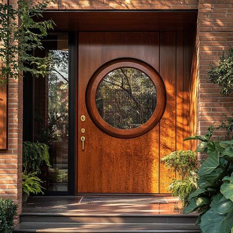 Mid-Century Modern Latest Designs of Main Doors for Retro Flair • 333k+ Inspiring Lifestyle Ideas Retro Garage Door, Solid Wood Front Door No Windows, Mid Century Doors Entrance, Mid Century Modern Double Front Door, Mid Century Front Door Entrance, Mid Century Front Doors, Wood Double Front Doors, Mid Century Modern Entrance, Mcm Front Door