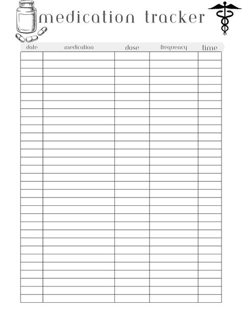 Pill Tracker, Medication Tracker Printable, Medicine Tracker, Medication Schedule, Medical Printables, Medication Log, Medication Tracker, Home Binder, Medical Journals