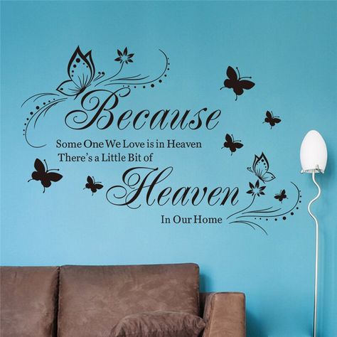 There’s A Little Bit Of Heaven In Our Home Quotes Wall Stickers Christian Bedroom Home Decoration Vinyl Decal Quotes Mural Art #homedecor #homedecorideas #housegoals #dreaminterior #interiordesign #Homesteading  #wallart #walldecor #WallArt #AcrylicPaint #PaintPour #PouringPaint #Crafts #DIYProjects #AbbottsAtHome #canvas #wallartcanvas #homeDIY #decorativemirrors #mirrors Christian Wall Decals, Diy Wall Decals, Butterfly Wall Decals, Diy Wall Stickers, Background Diy, Wall Vinyl Decor, Removable Wall Stickers, Butterfly Wall Stickers, Wall Stickers Bedroom