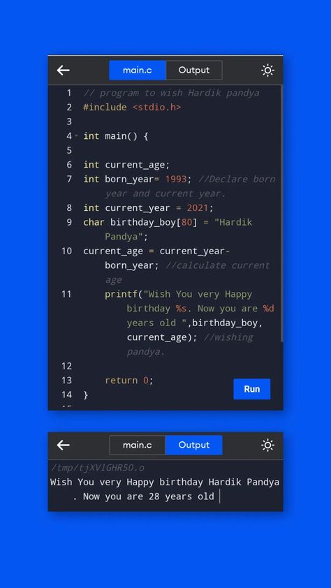 Happy birthday Hardik Pandya | In C programming C Programming Code, C Programming Wallpaper, C++ Programming Coding, C++ Code, C++ Programming, Studying Journal, Computer Science Quotes, C Programming Learning, Programming Aesthetic