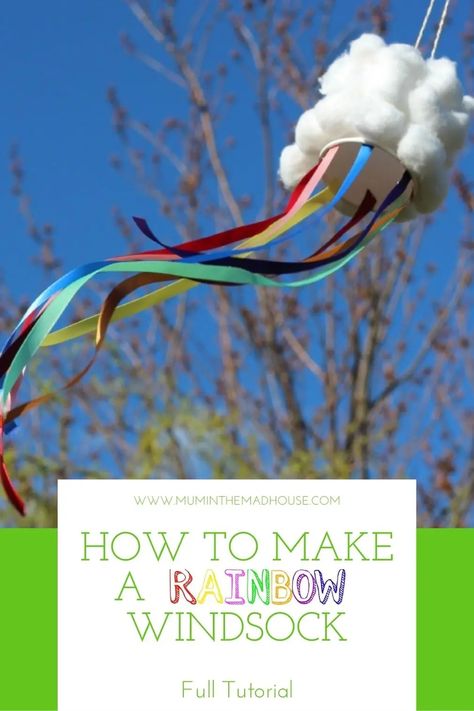 All you need is a few simple craft supplies for kids to have a blast creating these beautiful rainbow windsocks this spring. Rainbow Windsock, Windsock Craft, Make A Rainbow, Vbs Crafts, Simple Craft, Diy Craft Tutorials, Craft Tutorial, Activity Days, Fun Crafts For Kids