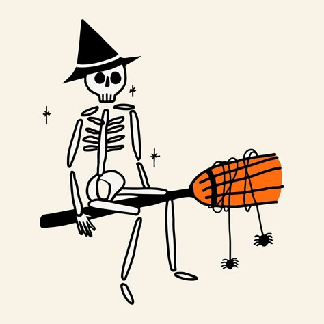 Pumpkin Skeleton Tattoo, Skeleton Drawing Halloween, Spooky Season Drawing Ideas, Halloween Illustration Witch, Whiteboard Halloween Art, Doodle Ideas Halloween, Skeleton Cute Drawing, Hallowen Draws Ideas, Halloween Small Drawings