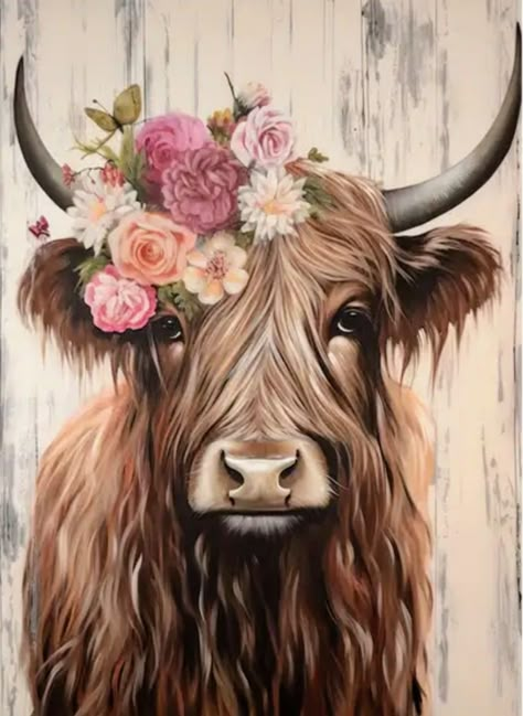 Highland Cow Pictures, Highland Cow Painting, Rhinestone Painting, Highland Cow Canvas, Highland Cow Print, Cow Pictures, Cow Canvas, Cow Painting, Diamond Embroidery