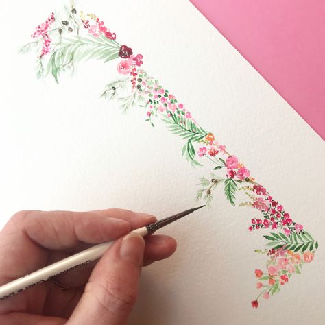 Pink Floral Border, Tomb Raiders, Destination Wedding Invitation, Flower Journal, Watercolor Border, Watercolor Paintings For Beginners, Pink Tropical, Watercolour Inspiration, Watercolor Projects