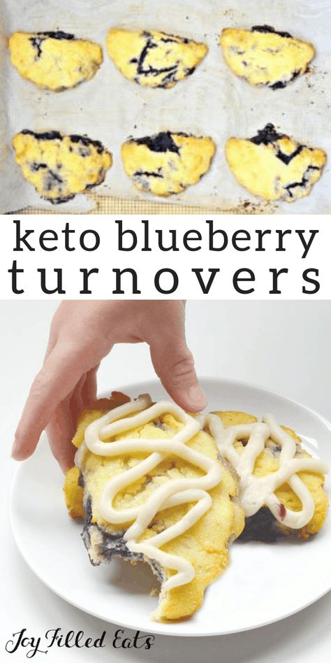 Blueberry Turnovers with Lemon Icing - Low Carb, Keto, Gluten-Free, Grain-Free, Sugar-Free, THM S - These low carb berry turnovers with lemon icing make a great option for a lazy, slow, weekend breakfast. #lowcarb #lowcarbrecipes #lowcarbdiet #keto #ketorecipes #ketodiet #thm #trimhealthymama #glutenfree #grainfree #glutenfreerecipes #recipes #desserts #dessertrecipes #ketodessert #lowcarbdessert #sugarfree #breakfast #brunch #blueberries #pastries #lemonicing Blueberry Turnovers, Keto Blueberry, Lemon Icing, Joy Filled Eats, Health Fitness Nutrition, Low Carb Dessert, Low Carb Breakfast Recipes, Fat Foods, Low Carb Breakfast