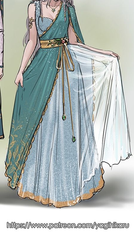 Goddess Outfit, Fantasy Dresses, Dress Drawing, Fantasy Gowns, Medieval Dress, Fairytale Dress, Fantasy Costumes, Princess Outfits, Fashion Design Drawings