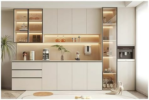 #modernkitchen #kitchendesign #kitchenrenovation #kitcheninspiration #kitchenmakeover #stylishkitchen #homerenovation #interiordesign #cabinetry #kitchenstorage Crockery Cabinet Design, Interior Design Showroom, Crockery Cabinet, Crockery Unit Design, Kitchen Cabinetry Design, Crockery Design, Desain Pantry, Crockery Unit, Kitchen Modular