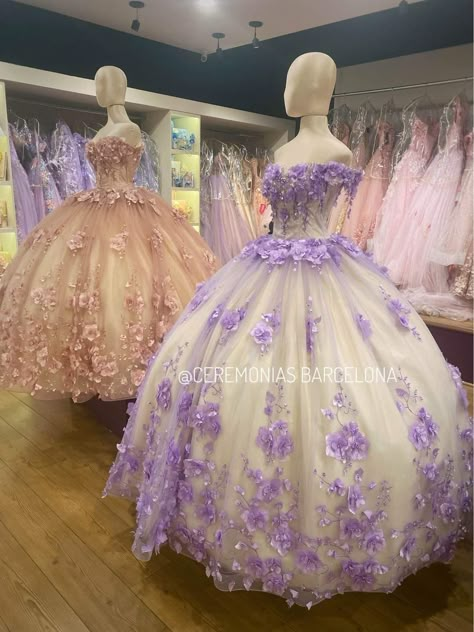 Quinceanera Dresses Purple And White, White Quinceanera Dresses With Purple Flowers, White And Purple Quince Dress, Purple And White Quinceanera Dresses, 15 Dresses Quinceanera Mexican, Quinceanera Dresses Coral, White Quince Dress, Purple Quince Dress, Quince Purple