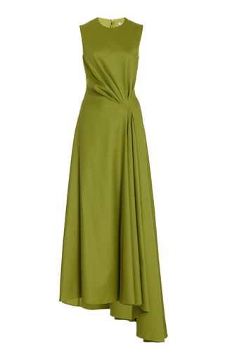 Green Outfits For Women, Wool Maxi Dress, Princesa Anne, Emilia Wickstead, Stylish Work Attire, Draped Skirt, Cocktail Attire, Skirt Style, Looks Chic