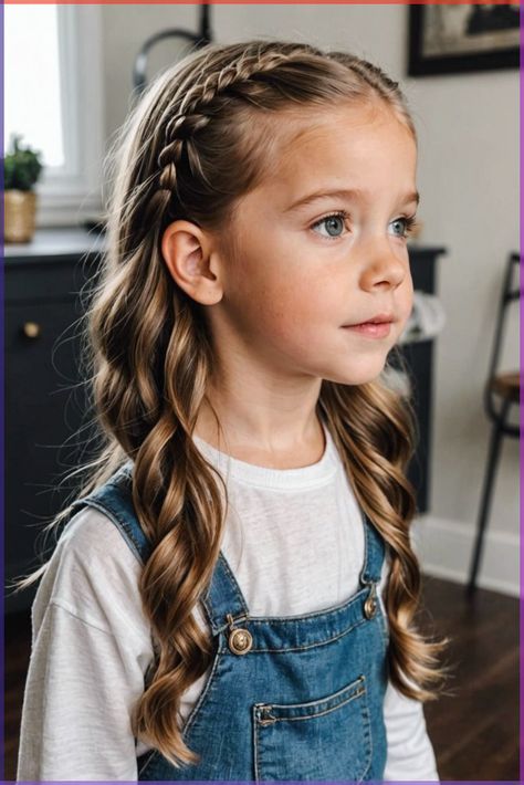 Toddler Hairstyles Long Hair, Half Up Hairstyles For Kids, Girls School Hairstyles Kids, Girls Hair For School, Simple Girl Hairstyles Kids, Hairstyle For Girls Kids, Kindergarten Hairstyles, Girls Hair Styles Kids, Cute Homecoming Hair