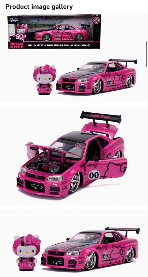 Hello Kitty Jdm Car, Hello Kitty Nissan Skyline, Hello Kitty Skyline, Nisan Gtr, Purple Cars, Toyota Trueno, Trueno Ae86, Modded Cars, Hello Kitty Car