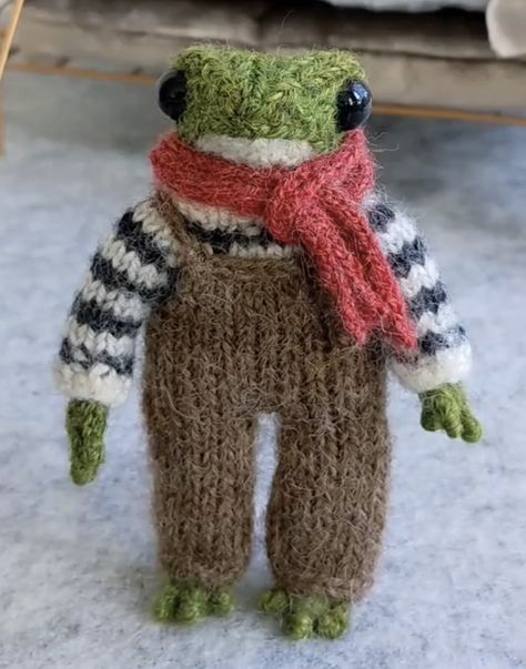 Frog Scarf, Froggy Crochet, Frog Fashion, Knitted Frog, Frog Doll, Crochet Frog, Knitted Animals, Fun Crochet Projects, Frog And Toad