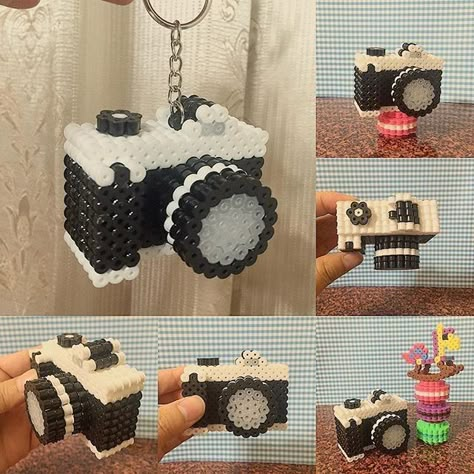 Hamma Beads Ideas, Perler Creations, 3d Camera, Melty Bead Patterns, Pearl Beads Pattern, Easy Perler Beads Ideas, 3d Perler Bead, Fuse Bead Patterns, Hama Beads Design