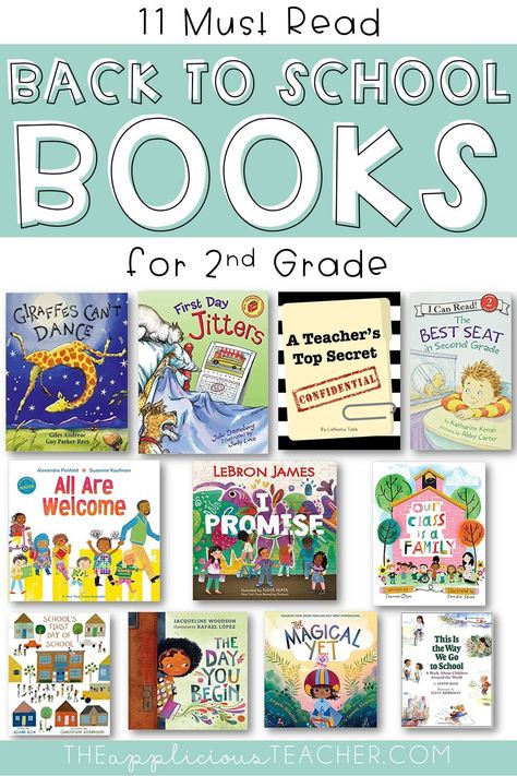 11 Must read back to school books for 2nd grade! TheAppliciousTeacher.com 2nd Grade First Day Of School, Back To School 2nd Grade Ideas, 1st Day Of 2nd Grade, 2nd Grade Must Haves, 2nd Grade September Activities, Back To School Second Grade, First Day Of Second Grade, 2nd Grade Read Alouds, 2nd Grade Classroom Library