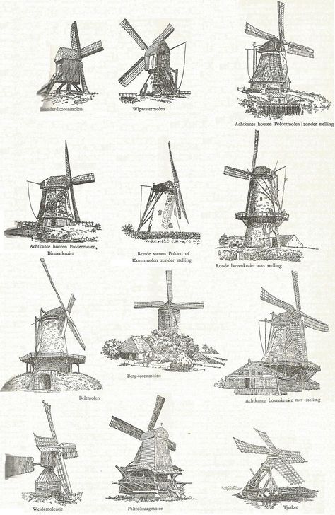 Dutch Windmill Drawing, Medieval Windmill, Windmill Plan, Windmill Landscaping, Windmill Art, Medieval Tattoo, Old Windmills, Windmill Design, Backyard Buildings