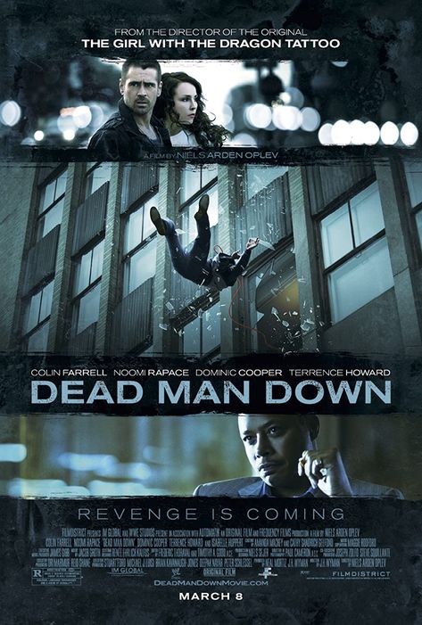 Dead Man Down (2013) Terrence Howard, Noomi Rapace, Dominic Cooper, The Girl With The Dragon Tattoo, Isabelle Huppert, Colin Farrell, English Movies, Man Down, All Movies