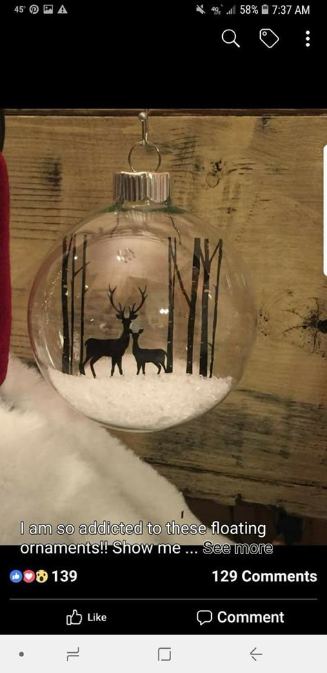 Hunting Ornaments Diy, Floating Ornaments Diy, Ornaments Cricut, Hunting Christmas Ornaments, Xmas Bulbs, Memory Ornaments, Hunting Ornaments, Painting Ornaments, Ornaments Diy Christmas