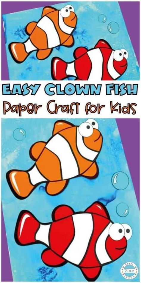 Clownfish Craft, Clown Fish Art, Fish Preschool, Fish Paper Craft, Octopus Crafts, Fish Craft, Ocean Theme Classroom, Art Projects For Teens, Creative Kids Crafts