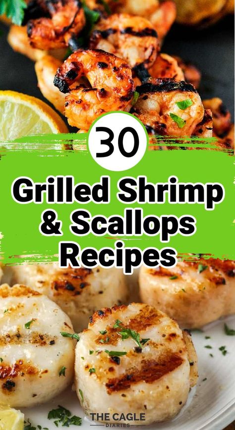 A compilation of 30 of the best Grilled Shrimp and Scallops Recipes out there. Just in time for the summer time. Bbq Scallops, Best Grilled Shrimp, Grilled Scallops Recipe, Scallops Recipes, Best Grilled Shrimp Recipe, Shrimp And Scallop Recipes, Easy Scallop Recipes, Easy Grilled Shrimp Recipes, Grilled Seafood Recipes