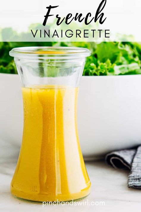 A quick and recipe for classic French Vinaigrette! It just may be the ultimate salad dressing. French Vinegrette Recipe, French Dijon Vinaigrette Dressing, French Salad Dressing Recipes Homemade, French Vinaigrette Dressing, Classic French Salad, French Soups, Salad With French Dressing, Savoury Dips, French Salad Recipes