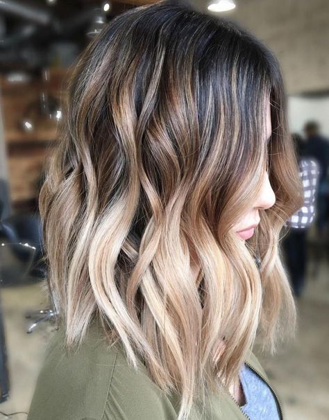 Dark Brown To Creamy Blonde Ombre Blonde Ends, Short Ombre Hair, Blonde Streaks, Creamy Blonde, Brown Hair With Blonde Highlights, Brunette Balayage Hair, Hair 2024, Ombré Hair, Lily Aldridge