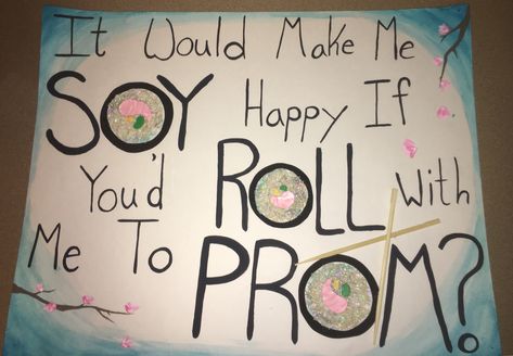 Sushi Promposal Ideas, Sushi Promposal, Promposal Ideas For Her, Dance Answers, Promposal Ideas, Prom Proposals, Cute Prom Proposals, Dance Proposal