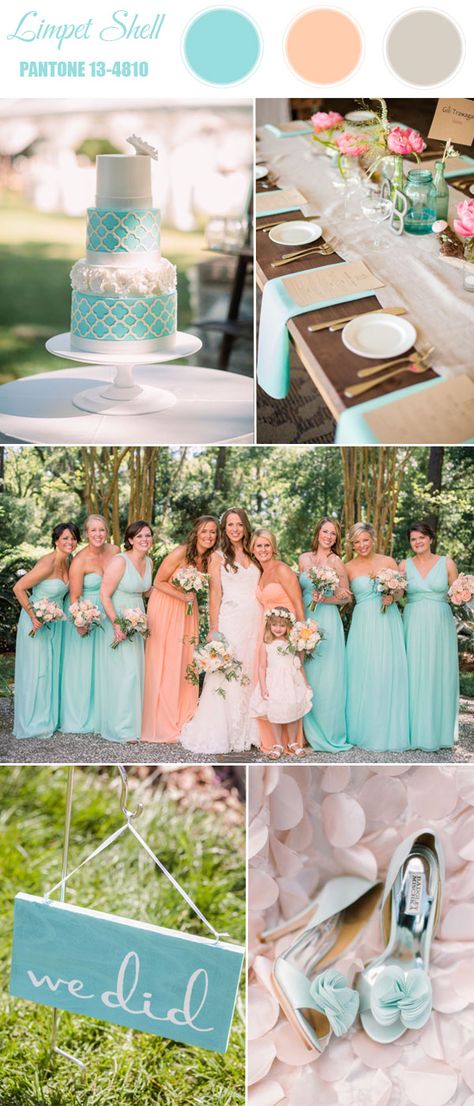 Pantone Top 10 Spring Wedding Colors 2016 | http://www.tulleandchantilly.com/blog/pantone-top-10-spring-wedding-colors-2016/ Wedding Color Schemes Spring, Wedding Color Combinations, Spring Wedding Colors, Wedding Colors Blue, Wedding Theme Colors, Wedding Color Palette, Wedding Color Schemes, Trendy Wedding, Wedding Themes