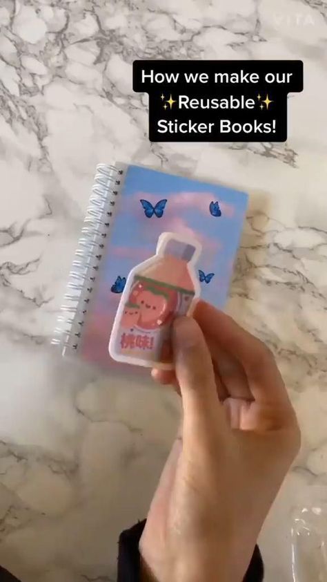 Planner Sticker Organization // How to make a reusable sticker book Diy Reusable Sticker Book, Sticker Book Aesthetic, How To Organize Stickers, How To Make Your Own Pins, Sticker Collection Aesthetic, How To Make Your Own Stickers, Diy Sticker Storage, Sticker Collection Display Ideas, Planner Sticker Organization