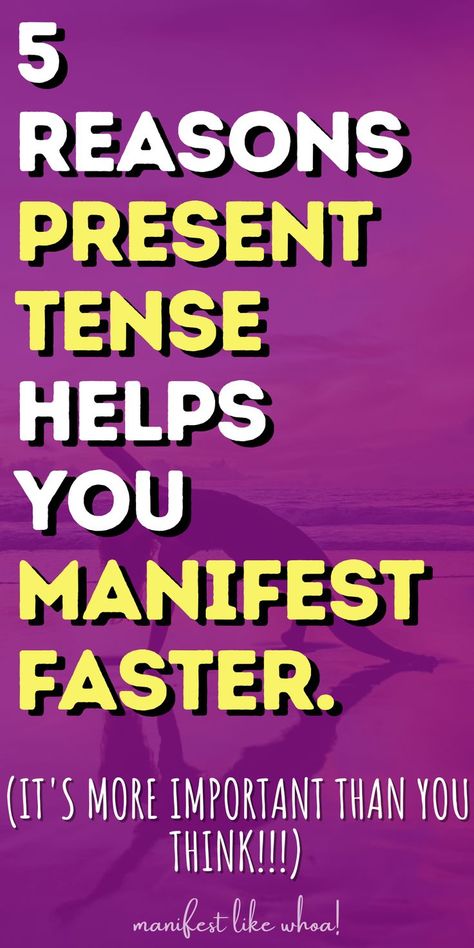 Are you ready to supercharge your manifesting game? If so, you're in the right place! Today, we're talking about one super simple but oh-so-powerful tip for bringing your goals and desires into reality: writing your manifestations in the present tense.

Here are five reasons why using present-tense language when writing your manifestations is a total game-changer. Present Tense Affirmations, Wish Spell, Attraction Spell, Writing Goals, Present Tense, Law Of Attraction Tips, Manifestation Law Of Attraction, Healthy Mindset, People Struggle