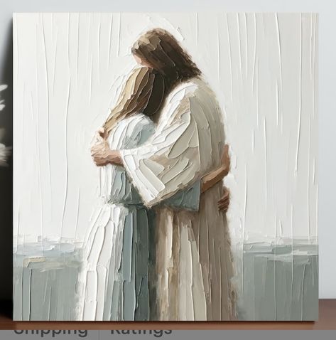 Painting Hands Tutorial, Christian Art Drawings, Jesus With Girl, Hugging Jesus Wallpaper, God Hugging Girl, Jesus With Blonde Girl Wallpaper, Jesus Hugging Woman Art, Jesus Hugging Blonde Girl, Scripture Wallpaper