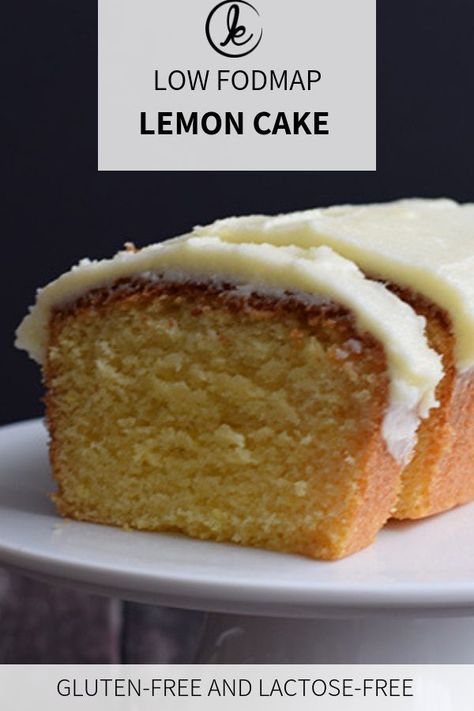 Low FODMAP lemon cake! A copycat Starbucks gluten-free lemon cake with lemon frosting. Delicious, fresh and tangy! Gluten-free and lactose-free #FODMAP #glutenfree #lactosefree #lemoncake Dessert Sans Lactose, Lactose Free Desserts, Fodmap Baking, Gluten Free Lemon Cake, Cake With Frosting, Fodmap Recipes Dinner, Low Fodmap Recipes Dinner, Fodmap Friendly Recipes, Fodmap Snacks