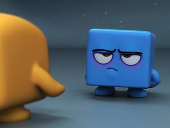 Daily Digital Sculptures by UnexpectedToy on DeviantArt Cube Character Design, Cube Draw, Cube Character, Cube Animation, Draw Chibi, 3d Isometric, Digital Sculpture, Model Sheet, Rubber Duck