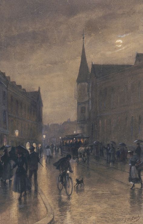 Cityscape At Night, Dna Art, Dark Academia Art, Sargent Art, Victorian Paintings, The Hague, Aesthetic Painting, Romantic Art, Fantastic Art