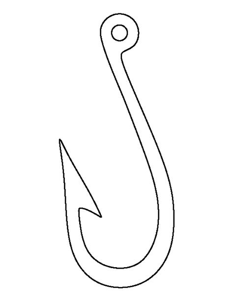 Fish hook pattern. Use the printable outline for crafts, creating stencils, scrapbooking, and more. Free PDF template to download and print at http://patternuniverse.com/download/fish-hook-pattern/ Printable Fish, Printable Outline, Fish Printables, Coloring Crafts, Fish Outline, Applique Templates, Silhouette Stencil, Scroll Saw Patterns, Applique Patterns