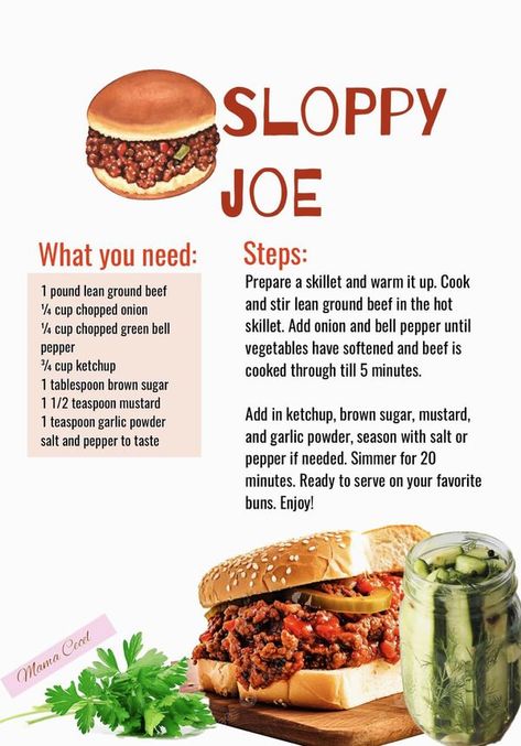 Mama Sweet And Spice, Beef And Onions, Sloppy Joe Recipe, Rv Traveling, Diy Mixes, Joe Recipe, Sloppy Joe, Quick Lunch, Homemade Recipe