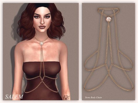 Salem C.'s Stone Body Chain Belly Chain Sims 4 Cc, Sims 4 Body Chain, Sims 4 Belly Chain, Sims 4 Jewelry, Body Jewerly, Sims 4 Cc Accessories, Los Sims 4 Mods, Sims Accessories, Sims 4 Piercings