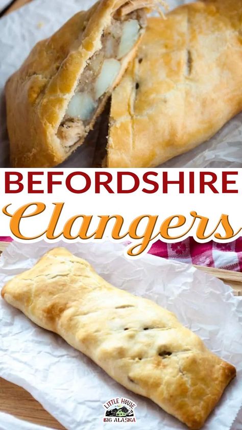 This is it, the bake that sparked my Great British Baking Show Bake-Along, the Bedfordshire Clanger! This bake was the signature bake for Forgotten Bakes Week and I wanted to bake with other bakers so much I decided to make a group to do just that! I watched as the bakers made their “Bedfordshire Clangers” and they talked about how this was a Traditional Bedfordshire Hand Pie for agricultural or metal workers; I wanted to make a Clanger SO BAD. | @LttlHouseBigAK #bedforshireclangers #gbbo British Food Recipes Traditional, Bridgford Ready Dough Recipes, The Great British Baking Show Recipes, Great British Bake Off Recipes Savory, Great British Bake Off Recipes, Puff Pizza, Bedfordshire Clanger, English Meat Pie British, Gbbo Recipes