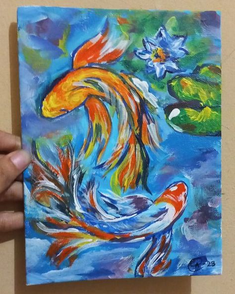 Koi Fish Drawing Oil Pastel, Koi Oil Pastel, Fish Drawing Oil Pastel, Jellyfish Oil Pastel, Koi Fish Oil Pastel, Pastel Fish, Inspo Drawing, Fish Paintings, Coy Fish